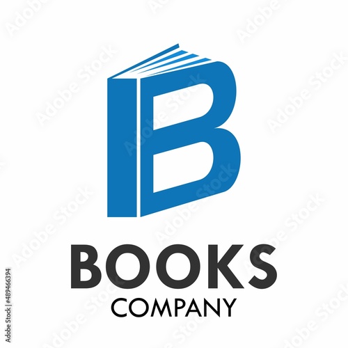 Letter b with books logo template illustration