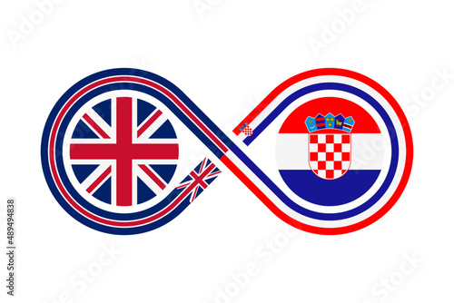 unity concept. english and croatian language translation icon. vector illustration isolated on white background 