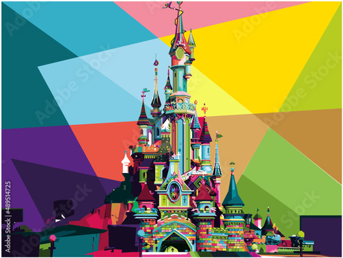 Geometrical Disneyland Castle Vector Pop Art 
