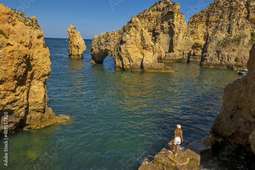 Cliff and rocks at Ponta da Piedade, Algarve, Portugal.
