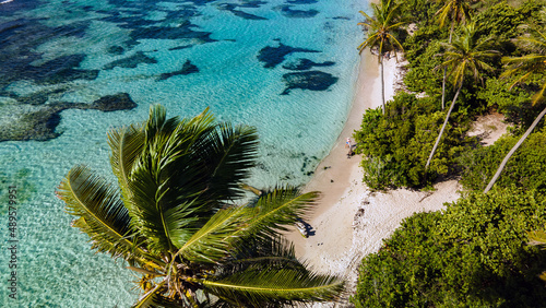 vue aérienne d' une Plage paradisiaque de Guadeloupe aux Antilles dans les caraïbes