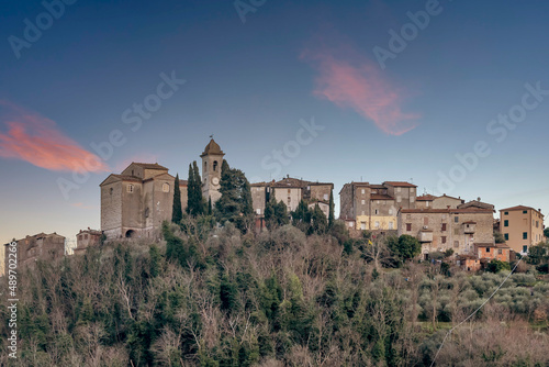 The hilltop town of Castelvecchio di Compito, Lucca, Italy, under a beautiful sky