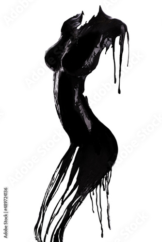 Perfection has no colors to it. Black paint outlining a womans body.