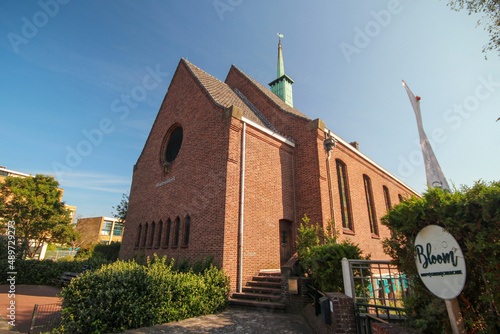 Houtrustkerk church in Den Haag in the morning sun