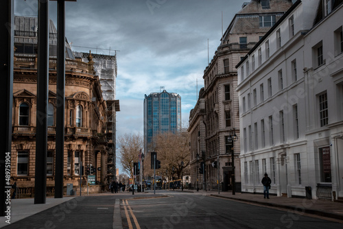 a view of Colmore row in Birmingham city centre