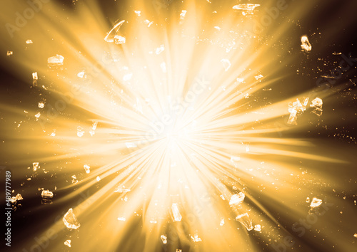 爆発する金色の光のイラスト背景