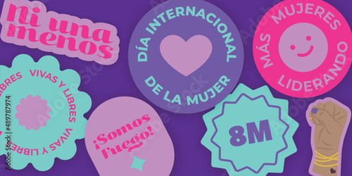 Stickers con frases del Día de la Mujer (8m)