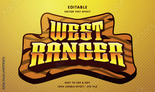 west ranger editable text effect with modern and simple style