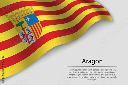 Wave flag of Aragon is a region of Spain. Banner or ribbon