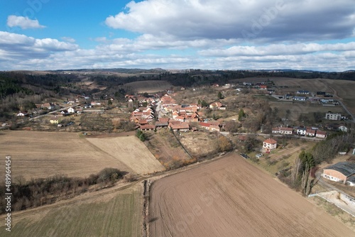Bykovice by Cerna Hora aerial panorama landscape view of a small Czech village in Brno district,Bohemia,Europe-Bykovice u Cerne Hory