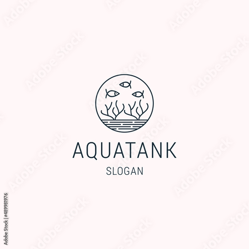 Aquarium tank logo vector symbol illustration design, nature biota logo design