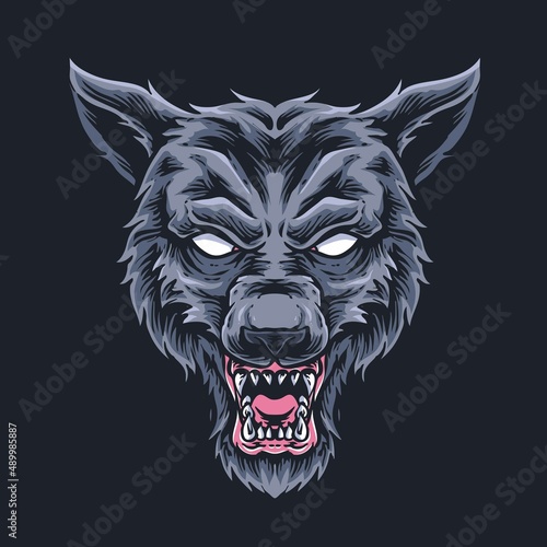 growling wolf head vector logo