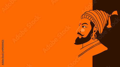 shivaji maharaj jayanti (chatrapati shivaji) illustrations.Designer template with Shivaji maharaj side face for banner
