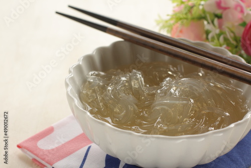 Japanese food, agar agar and vinegar soup for summer food image