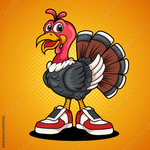 Cartoon turkey wearing shoes