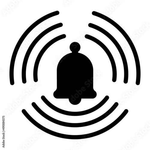 Silhouette bell with audible alert as alarm and notification, bell icon for ringing and reminder, social media and signal. Isolated on a white background. Vector graphics