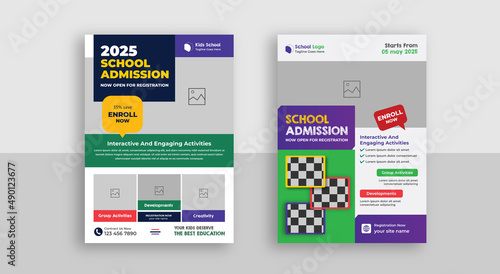 School education admission flyer poster