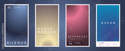 Abstract neo space vertical stories, gradient cover template design set for poster, social media post and stories banner. Science duotone foggy gradient decor post. Vector technology dark set. 