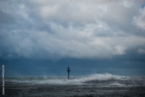 Photo of a heavy storm at the gates to the port of Klaipeda, Lithuania the Baltic Sea