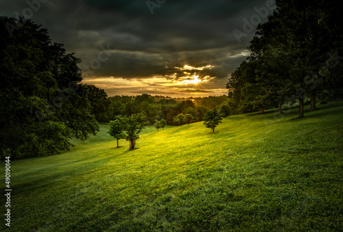 Cherokee Park at sunrise in Louisville, Kentucky, the US