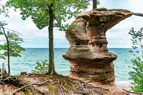 Closeup of rock formations in Munising, Michigan