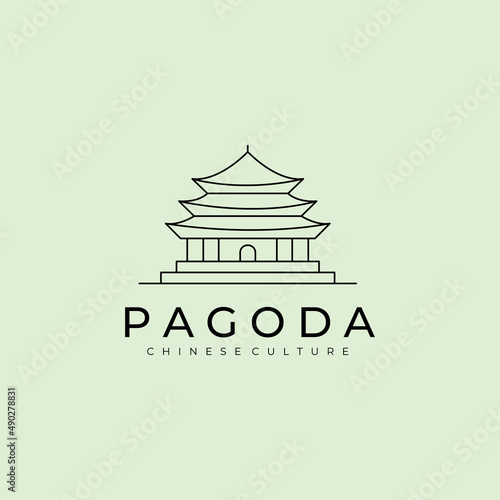 pagoda temple line art minimalist logo vector symbol illustration design