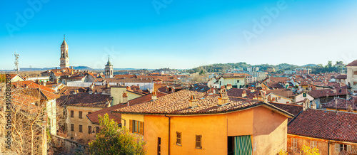 Panoramic view of the city of Ivrea (Torino province, Piedmont, Northern Italy); world famous for its carnival, is UNESCO Site since 2018.