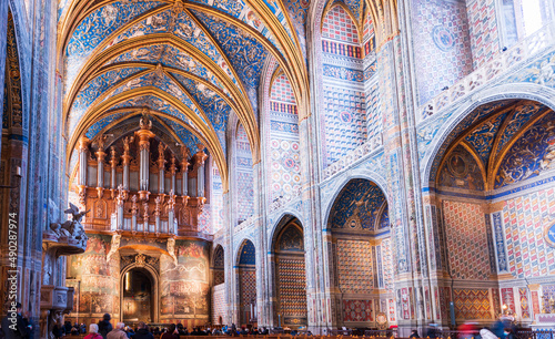 Interior of the Sainte Cécile cathedral in Albi, in the Tarn, in Occitanie, France