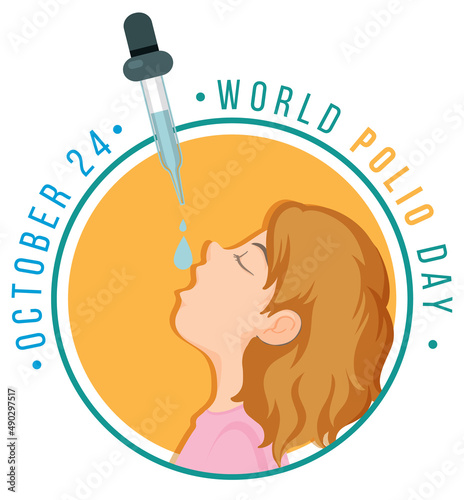 World Polio Day typography design with polio vaccine dropping