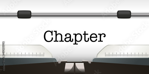 Le mot chapter écrit à la machine à écrire sur une page blanche, pour présenter un document.