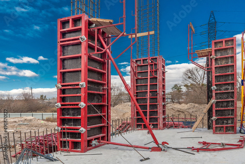 Panel formwork at the construction of a residential building.