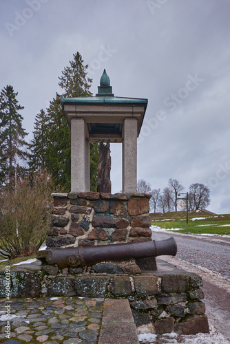 Monument about battle of Villmanstrand in 1741 on Kristiinankatu entrance of fortress in Lappeenranta town.