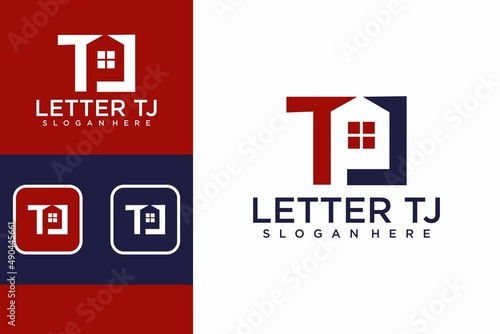Letter tj logo design or letter tj with house logo design