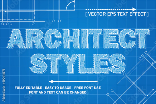 architect font text styles blueprint editable text effect vector text styles template banner