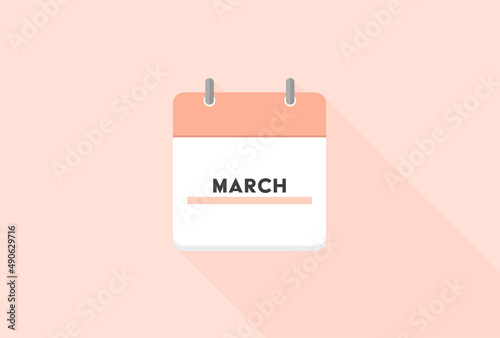 MARCHの文字が入った3月のかわいいカレンダー・スケジュール帳の表紙 - 月間行事のイメージ素材 