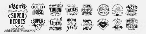 Set of mothers day lettering, mom quote bundle for print, t-shirt and much more