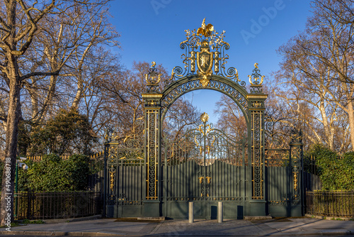 Paris, France - February 27, 2022: View of back of Elysee Palace, French president residence in Paris