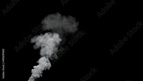 grey pollute smoke emission from coal power plant on black, isolated - industrial 3D rendering