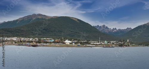 Puerto Williams, Chile. The southernmost city in the world on the shores of the Beagle channel, Tierra del Fuego, Chile