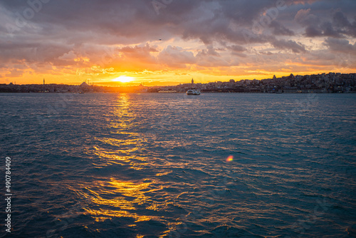 sunset over the strait of Bosphorus 