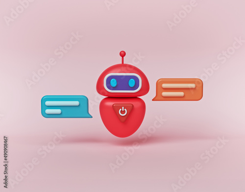 minimal cute chatbot and chat bubbles. modern technology. 3d rendering