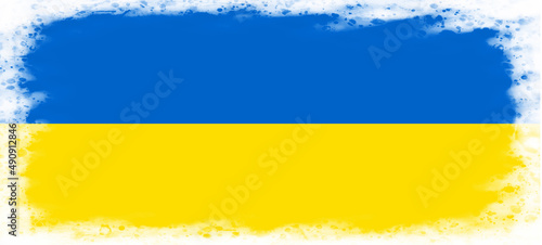 Flagge der Ukraine in gelb/blau mit einem Tintenrand