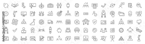 Teamwork and accounting line icons collection. Big UI icon set. Thin outline icons pack. Vector illustration eps10