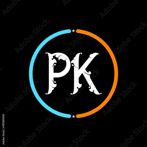 PK Letter Logo design. black background.