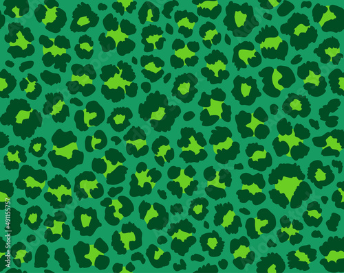 Saint Patrick's Day leopard pattern, Green leopard print seamless pattern, Cheetah repeating pattern, Vector illustration