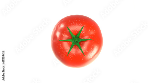 Tomate rouge aux formes parfaites. Vue de dessus. Rendu 3D