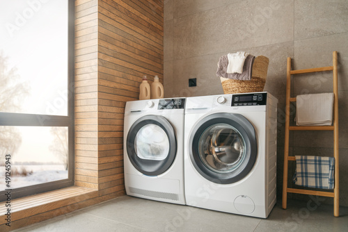 Interior of a real laundry room