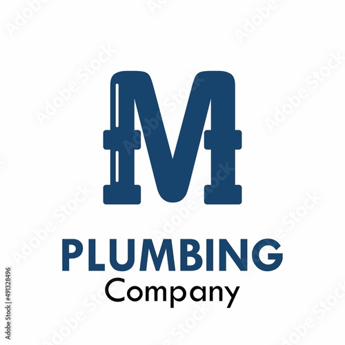 Letter m with plumbing logo template illustration