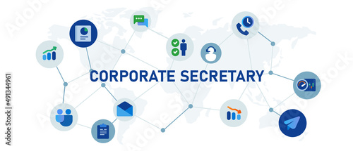 Corporate secretary investor relations illustration concept web header icon set
