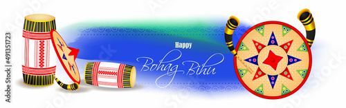 Vector illustration of Happy Bihu, Assamese New Year, Indian traditional festival, Harvest festival of Assam.